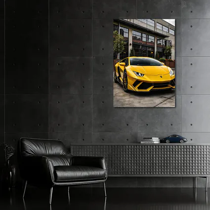 Yellow Lamborghini Huracan Urban Street Setting