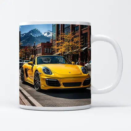 Yellow Porsche Boxster On City Street