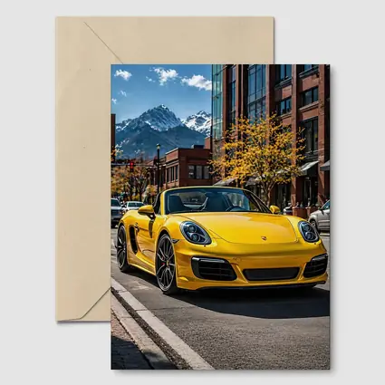 Yellow Porsche Boxster On City Street