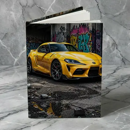 Yellow Toyota Supra Parked Urban Graffiti Street