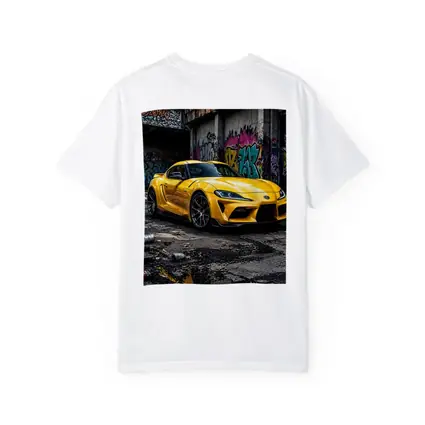Yellow Toyota Supra Parked Urban Graffiti Street