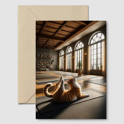Orange Tabby Cat Doing Yoga Studio