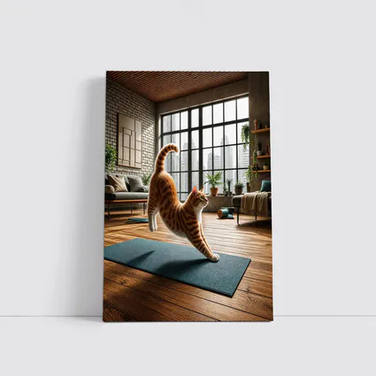 Orange Tabby Cat Yoga Pose Modern Loft