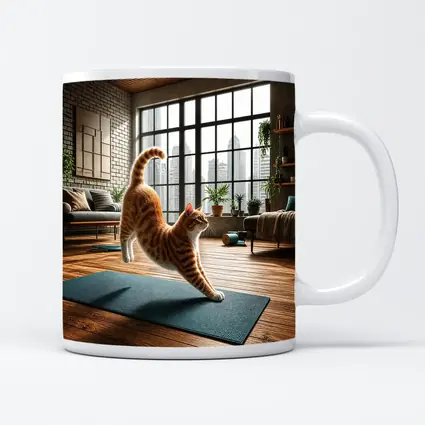 Orange Tabby Cat Yoga Pose Modern Loft