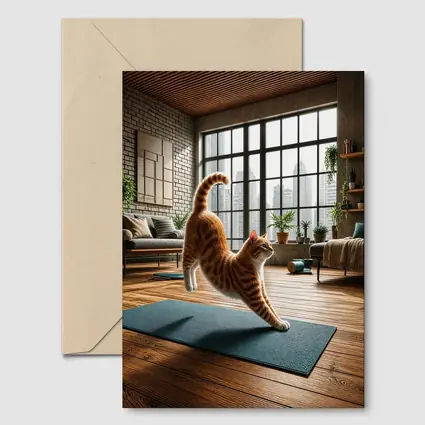 Orange Tabby Cat Yoga Pose Modern Loft