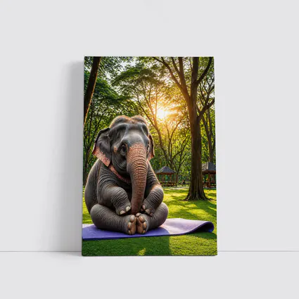 Elephant Doing Yoga In Sunny Park