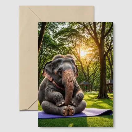Elephant Doing Yoga In Sunny Park