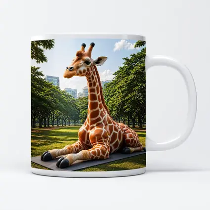 Giraffe Resting On Mat In Park
