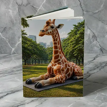 Giraffe Resting On Mat In Park