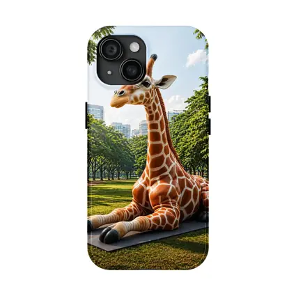 Giraffe Resting On Mat In Park