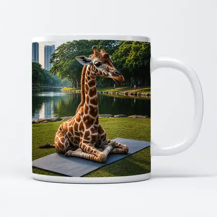 Giraffe Sitting on Yoga Mat Park