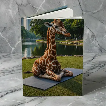 Giraffe Sitting on Yoga Mat Park