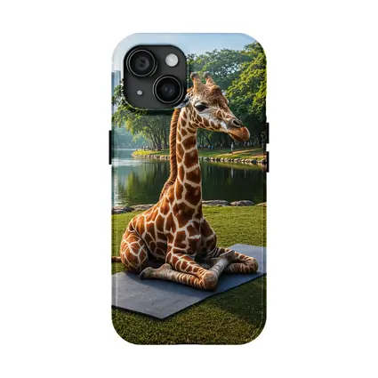 Giraffe Sitting on Yoga Mat Park