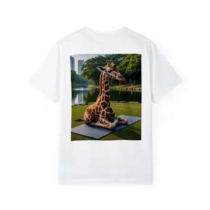 Giraffe Sitting on Yoga Mat Park