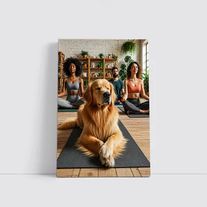 Golden Retriever Meditating With Yoga Class