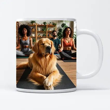 Golden Retriever Meditating With Yoga Class
