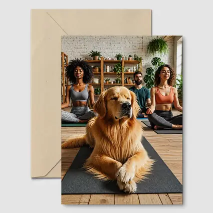 Golden Retriever Meditating With Yoga Class