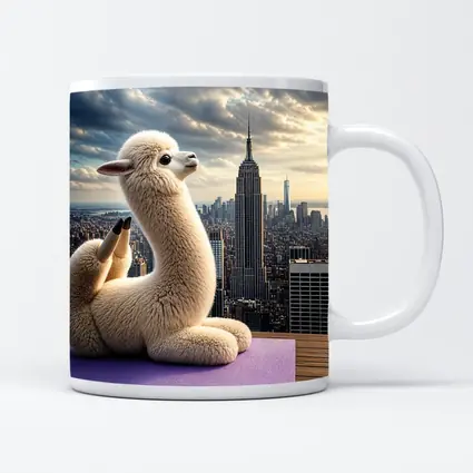 Alpaca Doing Yoga New York Skyline