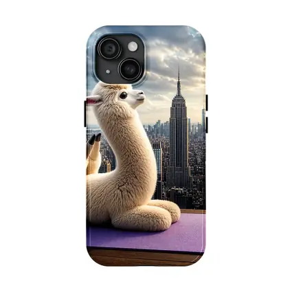 Alpaca Doing Yoga New York Skyline
