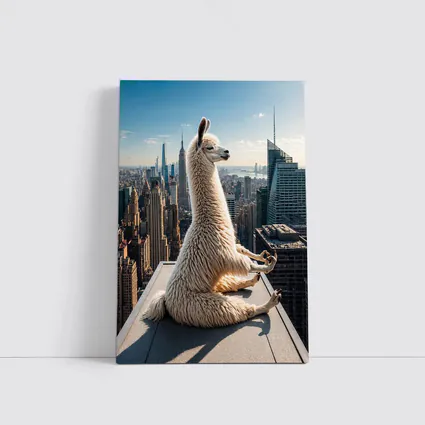Llama Meditating On New York City Rooftop