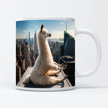 Llama Meditating On New York City Rooftop