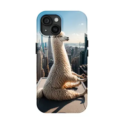 Llama Meditating On New York City Rooftop