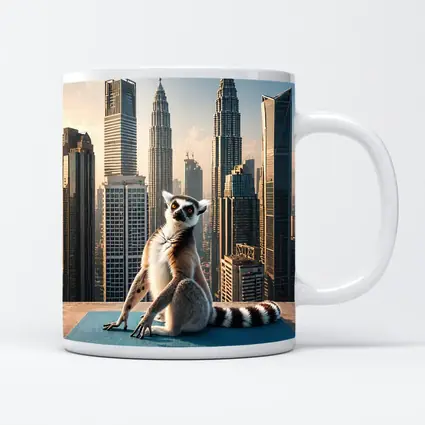 Ring Tailed Lemur Yoga City Skyline