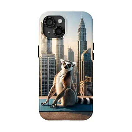 Ring Tailed Lemur Yoga City Skyline