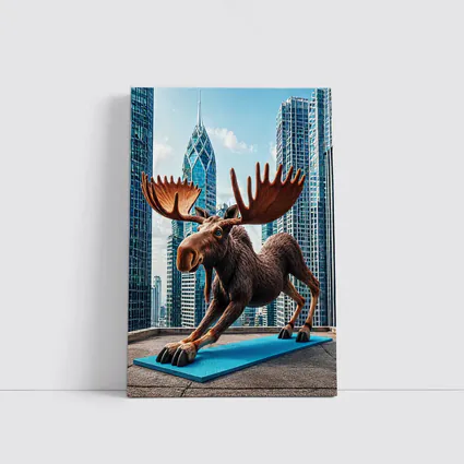 Moose Doing Yoga City Skyscraper Background