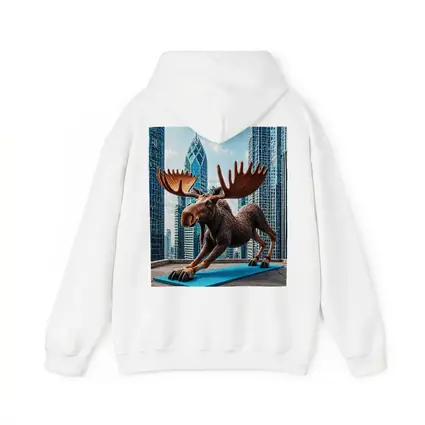 Moose Doing Yoga City Skyscraper Background