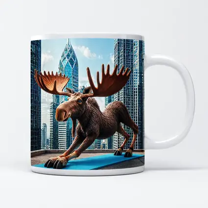 Moose Doing Yoga City Skyscraper Background