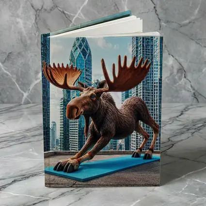 Moose Doing Yoga City Skyscraper Background