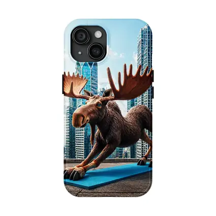 Moose Doing Yoga City Skyscraper Background
