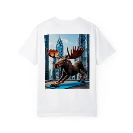 Moose Doing Yoga City Skyscraper Background