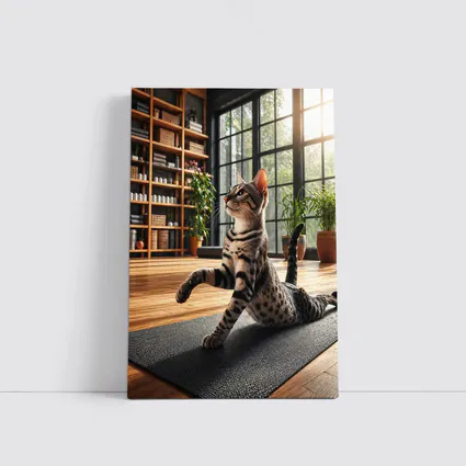 Egyptian Mau Cat Doing Yoga Studio Pose
