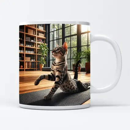 Egyptian Mau Cat Doing Yoga Studio Pose