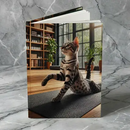 Egyptian Mau Cat Doing Yoga Studio Pose