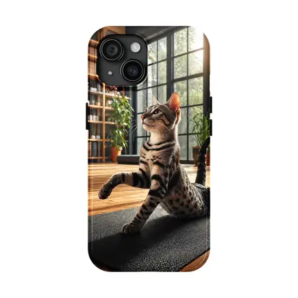 Egyptian Mau Cat Doing Yoga Studio Pose