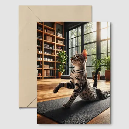 Egyptian Mau Cat Doing Yoga Studio Pose