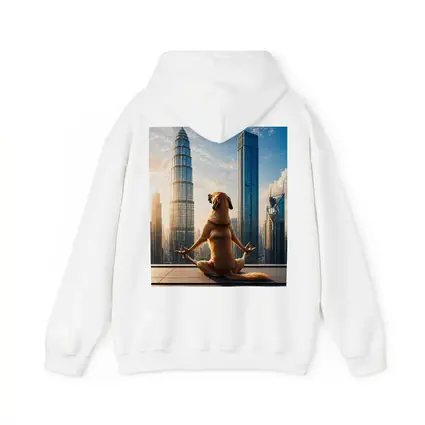 Meditating Dog Yoga City Skyline