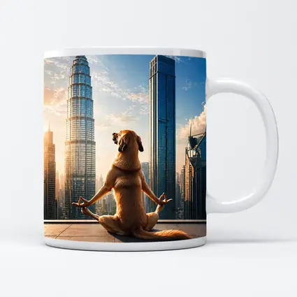 Meditating Dog Yoga City Skyline