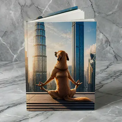 Meditating Dog Yoga City Skyline