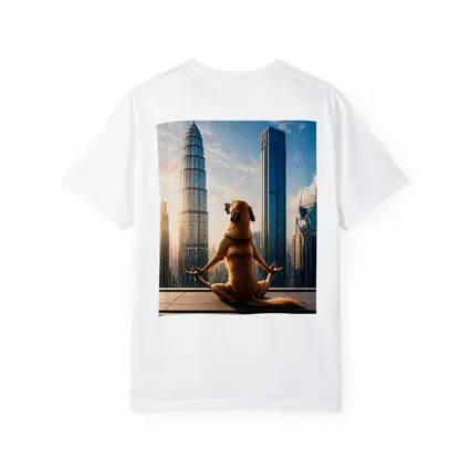 Meditating Dog Yoga City Skyline