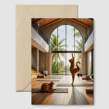 Orange Tabby Cats Practicing Yoga Studio