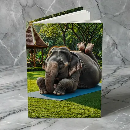 Elephant Doing Yoga On Green Park Mat