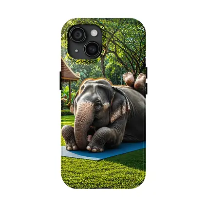 Elephant Doing Yoga On Green Park Mat