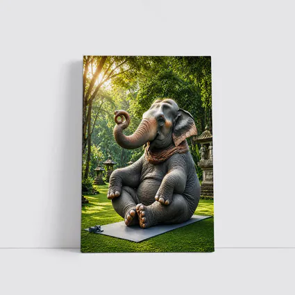 Elephant Doing Yoga In Garden