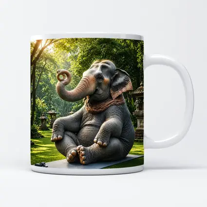 Elephant Doing Yoga In Garden