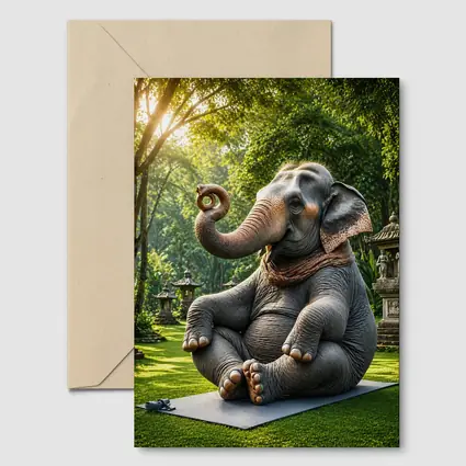 Elephant Doing Yoga In Garden