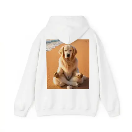 Golden Retriever Meditating on Sunny Beach
